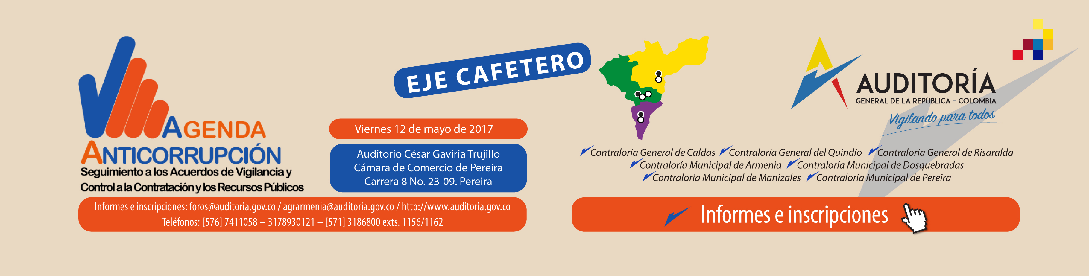  El viernes en Pereira: Agenda Anticorrupción con organismos de control fiscal del Eje Cafetero