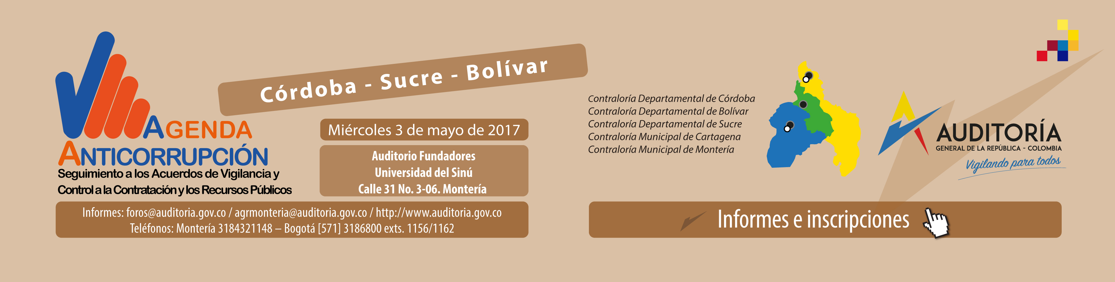 Agenda Anticorrupción con organismos de control fiscal de Córdoba, Bolívar y Sucre
